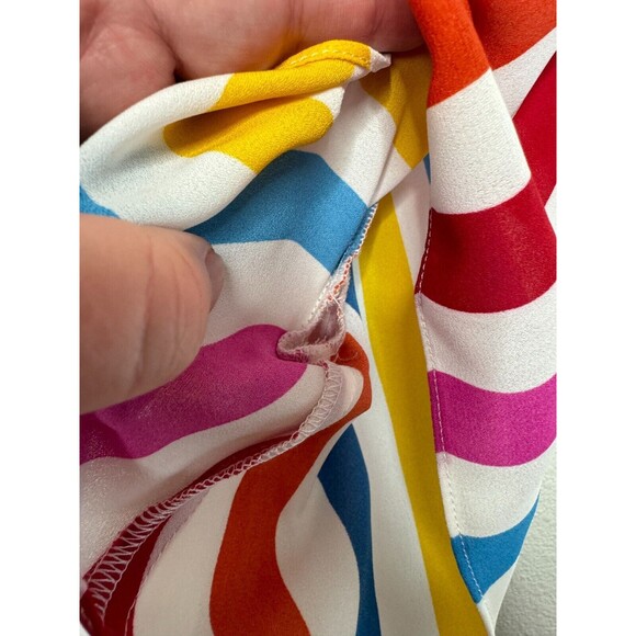 Color Me Courtney Size XS Taira Wrap Dress Rainbow Stripe V-Neck Flutter Sleeve - Picture 14 of 14